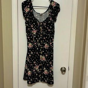 Black flowered mini dress